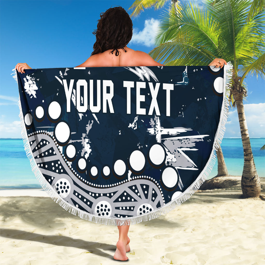 Personalized Carlton Blues Beach Blanket Aboriginal Pattern with Graffiti Style