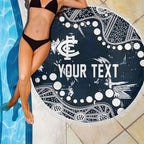 Personalized Carlton Blues Beach Blanket Aboriginal Pattern with Graffiti Style