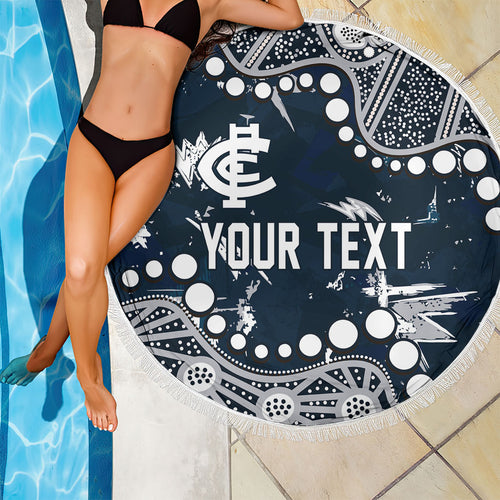 Personalized Carlton Blues Beach Blanket Aboriginal Pattern with Graffiti Style
