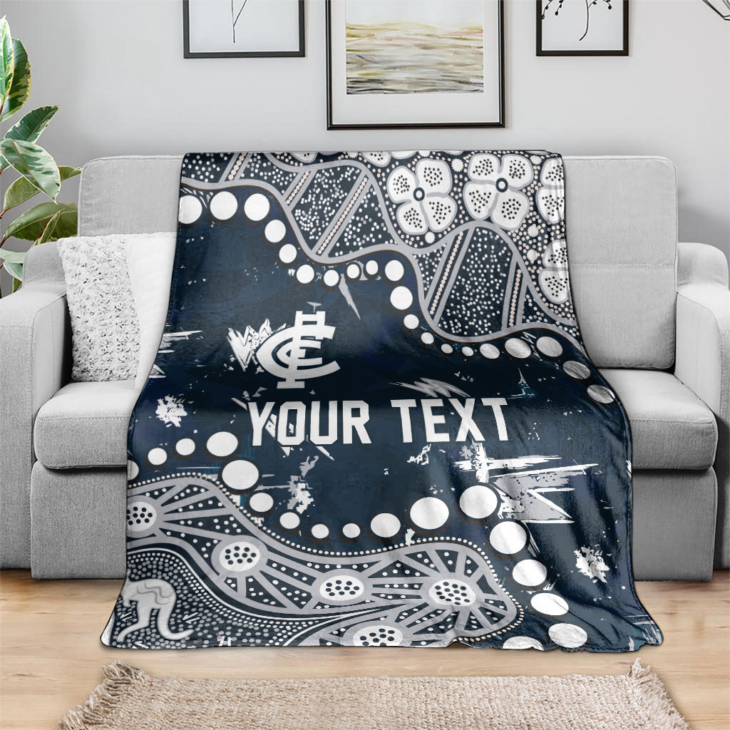Personalized Carlton Blues Blanket Aboriginal Pattern with Graffiti Style