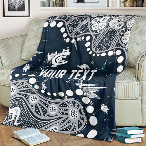 Personalized Carlton Blues Blanket Aboriginal Pattern with Graffiti Style