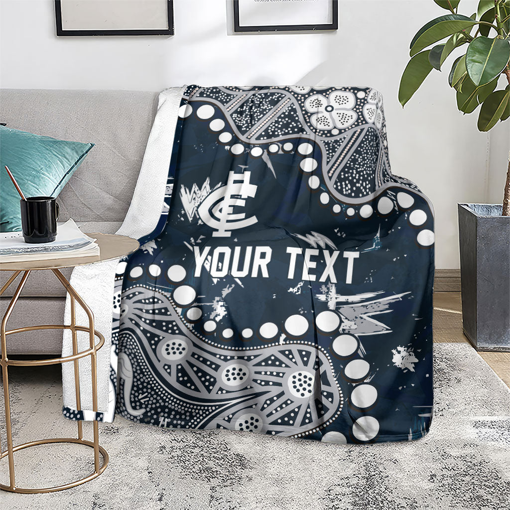 Personalized Carlton Blues Blanket Aboriginal Pattern with Graffiti Style