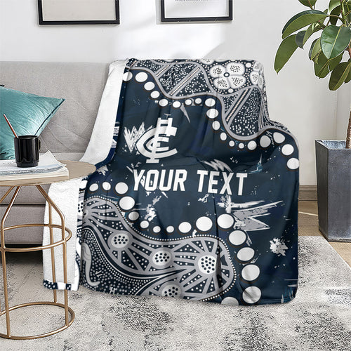 Personalized Carlton Blues Blanket Aboriginal Pattern with Graffiti Style