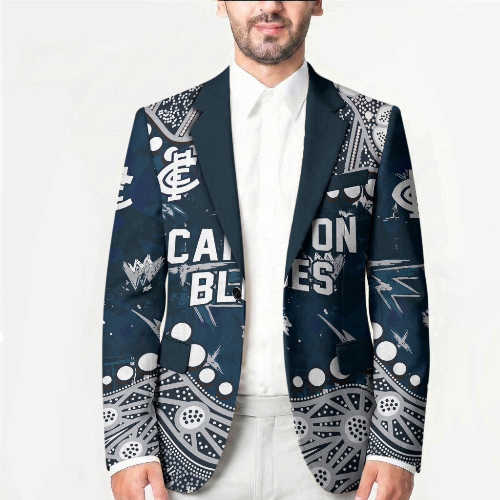 Personalized Carlton Blues Blazer Aboriginal Pattern with Graffiti Style