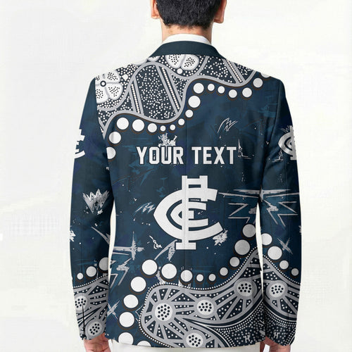 Personalized Carlton Blues Blazer Aboriginal Pattern with Graffiti Style