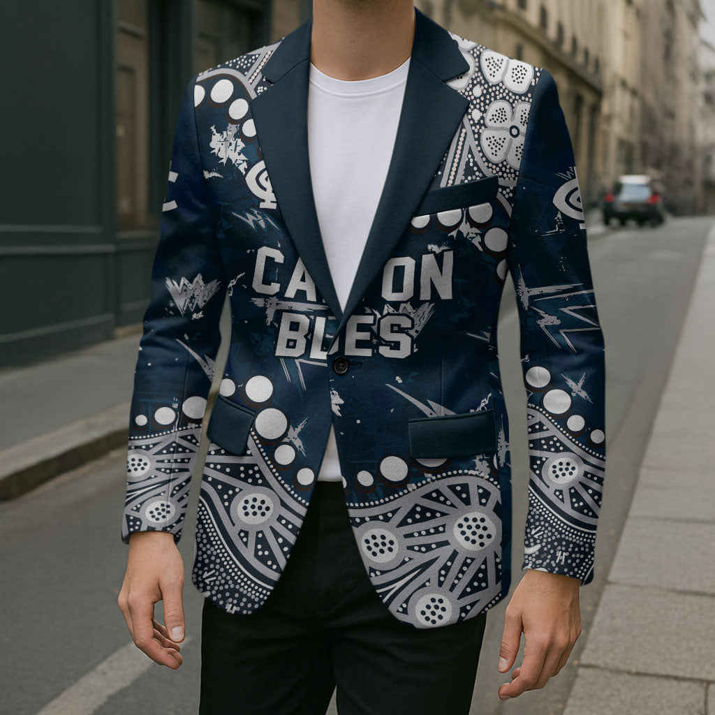 Personalized Carlton Blues Blazer Aboriginal Pattern with Graffiti Style