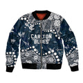 Personalized Carlton Blues Bomber Jacket Aboriginal Pattern with Graffiti Style