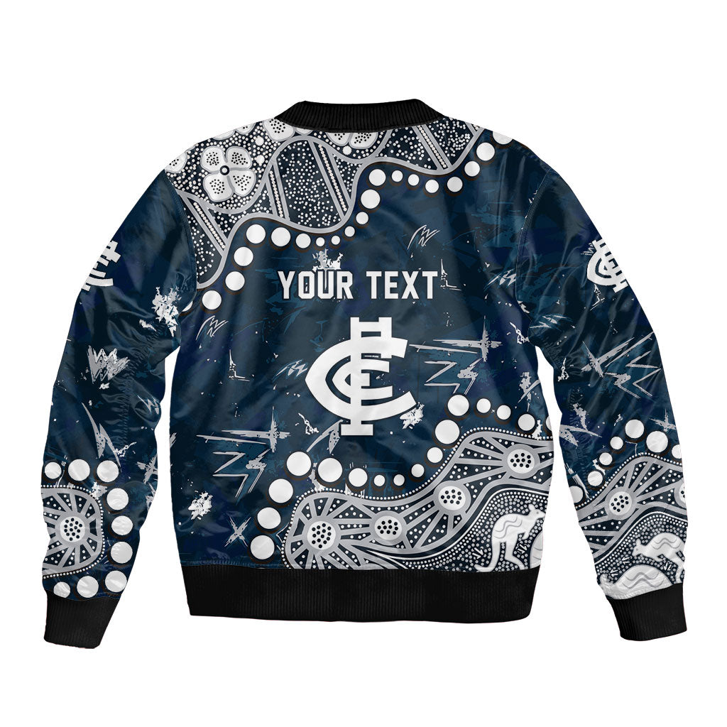 Personalized Carlton Blues Bomber Jacket Aboriginal Pattern with Graffiti Style