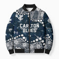 Personalized Carlton Blues Bomber Puffer Jacket Aboriginal Pattern with Graffiti Style
