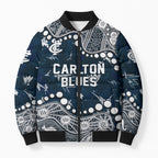 Personalized Carlton Blues Bomber Puffer Jacket Aboriginal Pattern with Graffiti Style