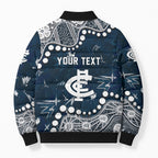 Personalized Carlton Blues Bomber Puffer Jacket Aboriginal Pattern with Graffiti Style