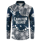 Personalized Carlton Blues Button Sweatshirt Aboriginal Pattern with Graffiti Style
