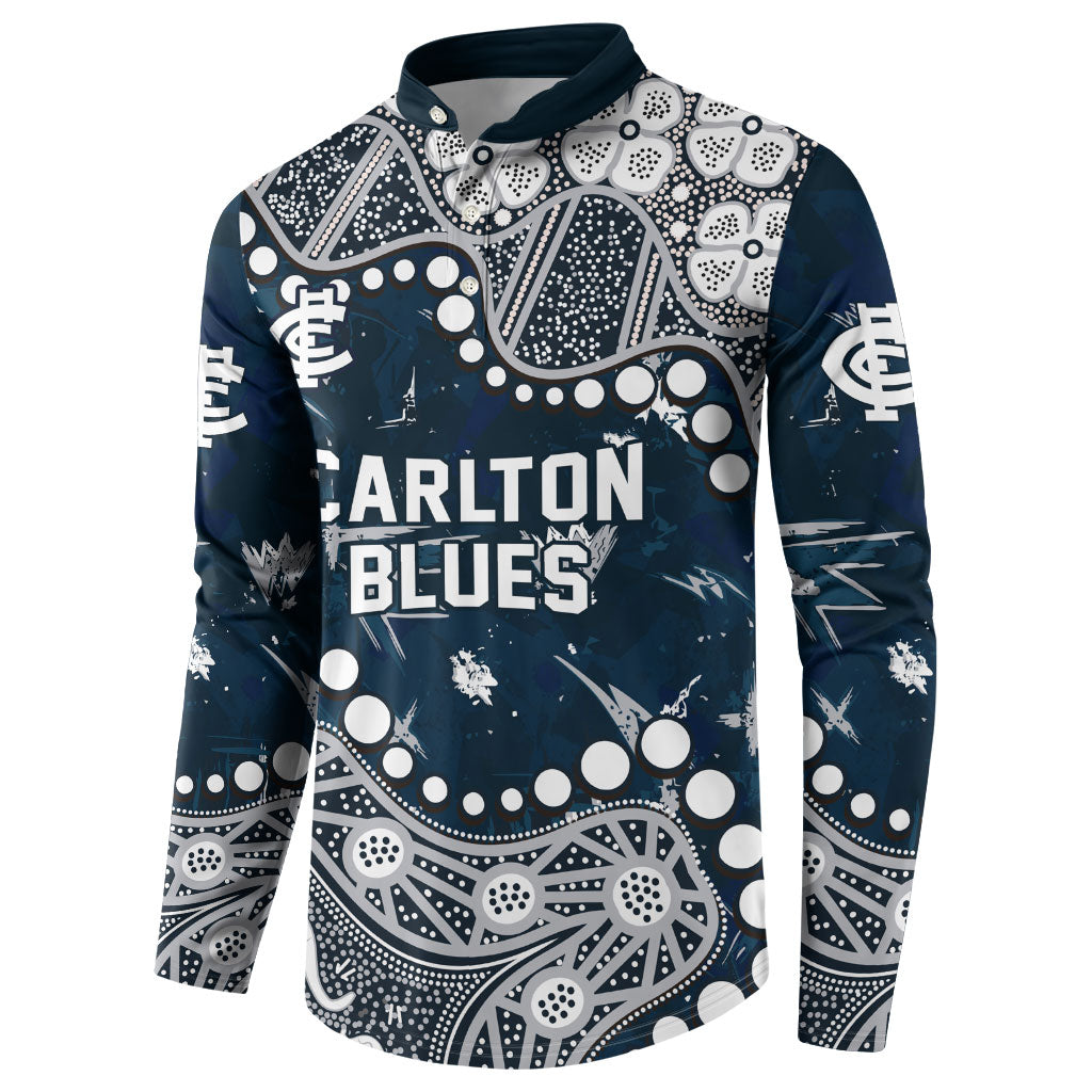 Personalized Carlton Blues Button Sweatshirt Aboriginal Pattern with Graffiti Style