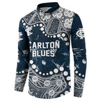 Personalized Carlton Blues Button Sweatshirt Aboriginal Pattern with Graffiti Style