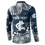 Personalized Carlton Blues Button Sweatshirt Aboriginal Pattern with Graffiti Style