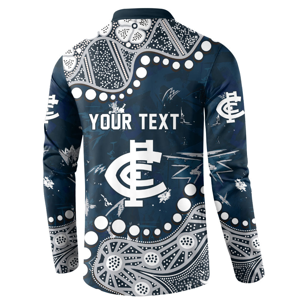 Personalized Carlton Blues Button Sweatshirt Aboriginal Pattern with Graffiti Style