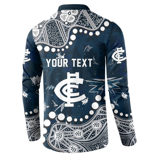 Personalized Carlton Blues Button Sweatshirt Aboriginal Pattern with Graffiti Style