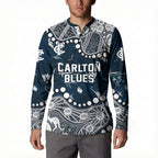 Personalized Carlton Blues Button Sweatshirt Aboriginal Pattern with Graffiti Style
