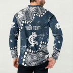 Personalized Carlton Blues Button Sweatshirt Aboriginal Pattern with Graffiti Style