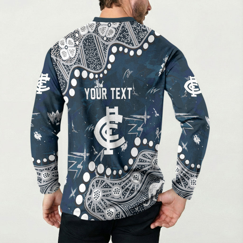 Personalized Carlton Blues Button Sweatshirt Aboriginal Pattern with Graffiti Style