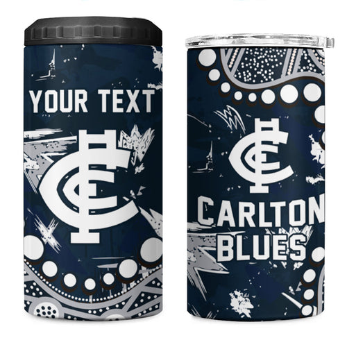 Personalized Carlton Blues 4 in 1 Can Cooler Tumbler Aboriginal Pattern with Graffiti Style