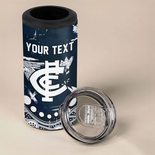 Personalized Carlton Blues 4 in 1 Can Cooler Tumbler Aboriginal Pattern with Graffiti Style