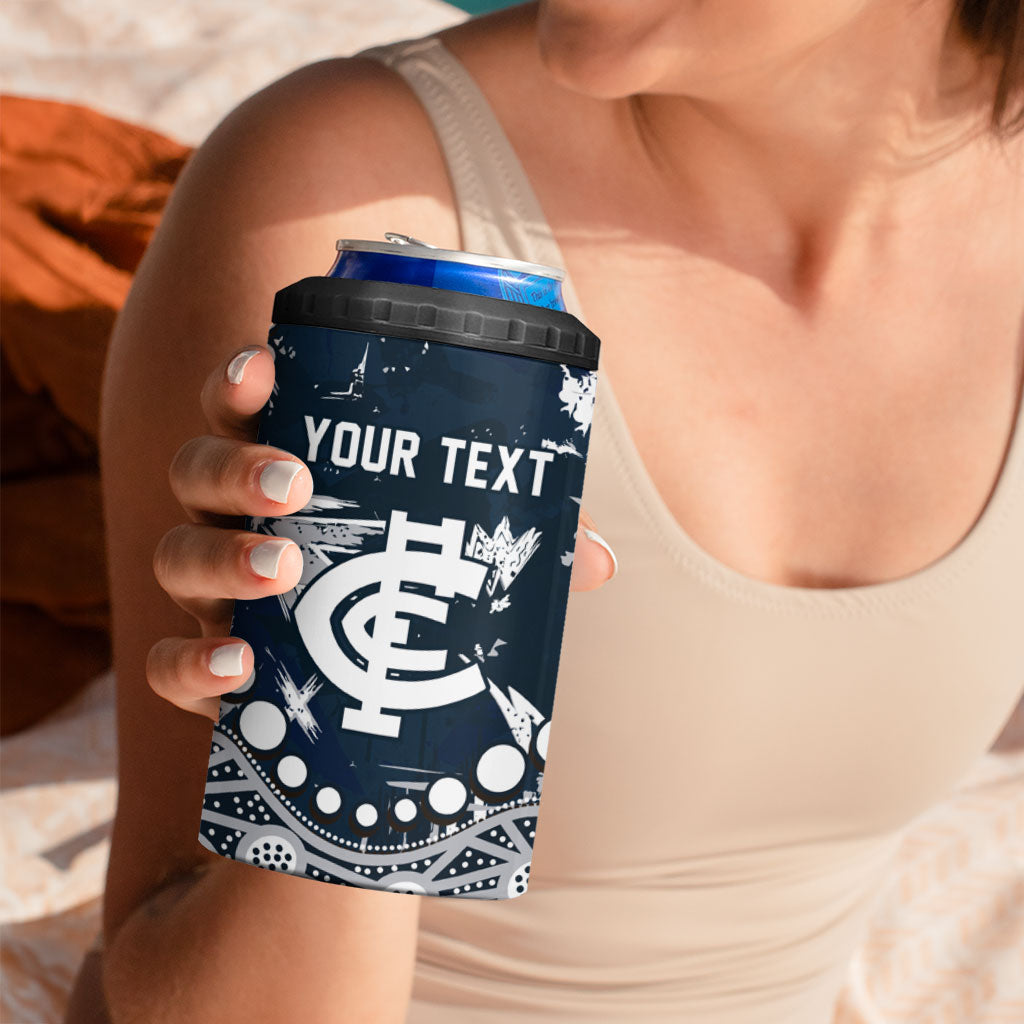 Personalized Carlton Blues 4 in 1 Can Cooler Tumbler Aboriginal Pattern with Graffiti Style