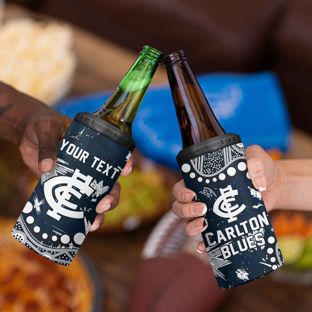 Personalized Carlton Blues 4 in 1 Can Cooler Tumbler Aboriginal Pattern with Graffiti Style