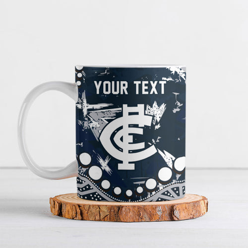 Personalized Carlton Blues Ceramic Mug Aboriginal Pattern with Graffiti Style