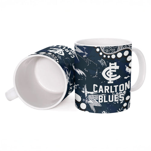 Personalized Carlton Blues Ceramic Mug Aboriginal Pattern with Graffiti Style