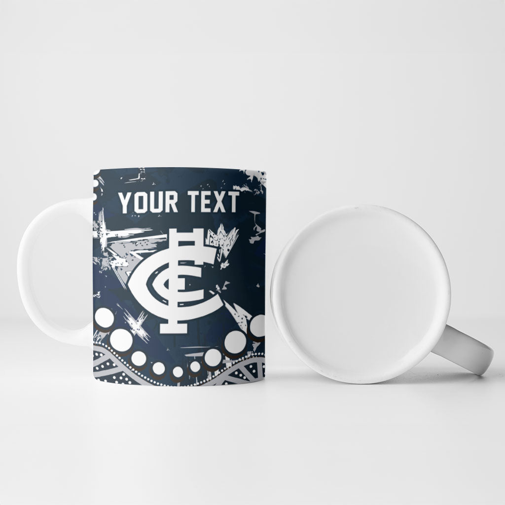 Personalized Carlton Blues Ceramic Mug Aboriginal Pattern with Graffiti Style