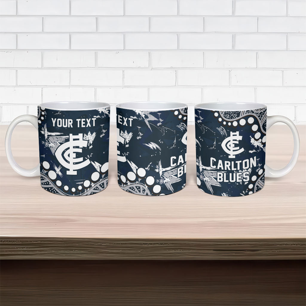 Personalized Carlton Blues Ceramic Mug Aboriginal Pattern with Graffiti Style