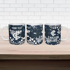Personalized Carlton Blues Ceramic Mug Aboriginal Pattern with Graffiti Style