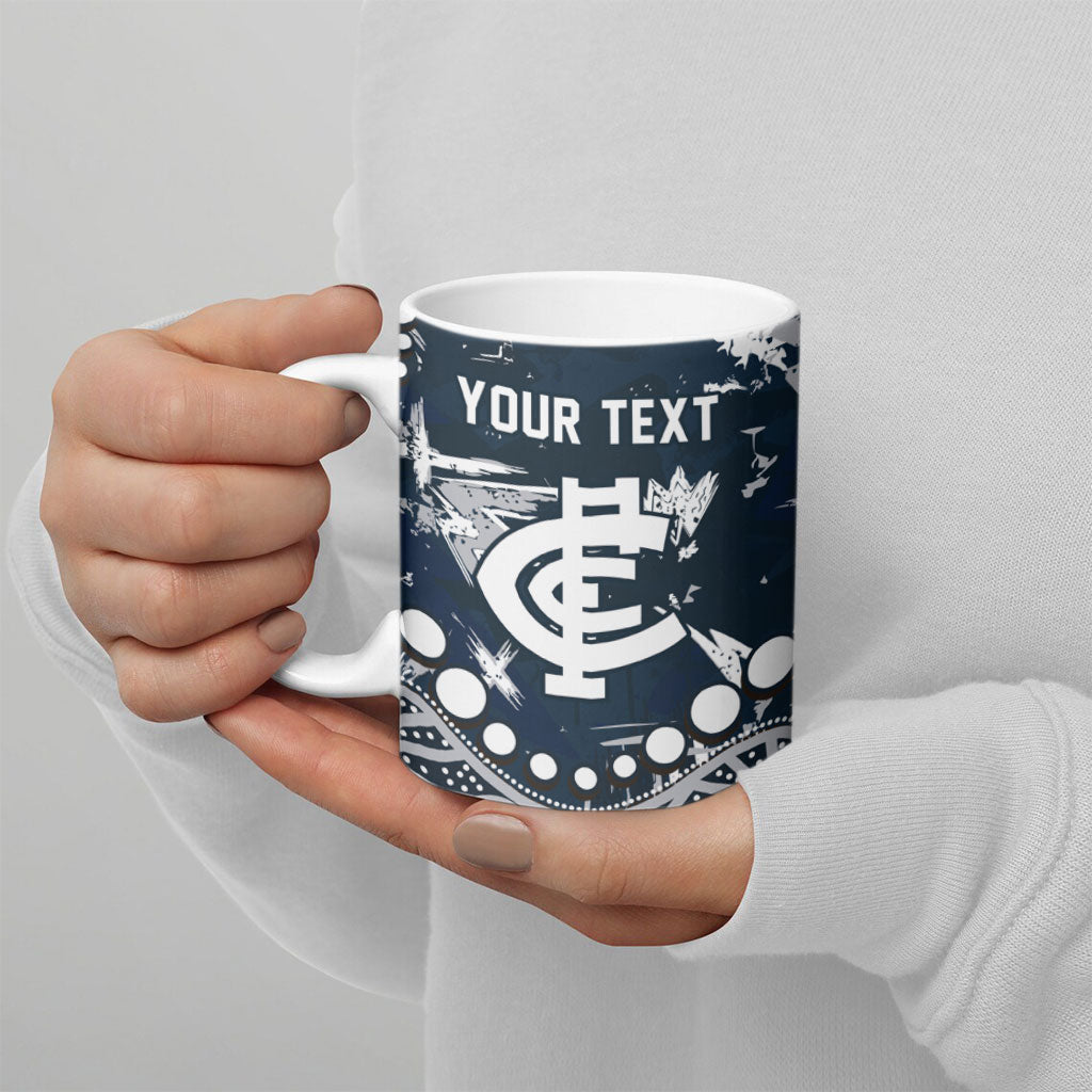 Personalized Carlton Blues Ceramic Mug Aboriginal Pattern with Graffiti Style