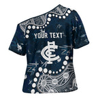 Personalized Carlton Blues Cross Shoulder Shirt Aboriginal Pattern with Graffiti Style