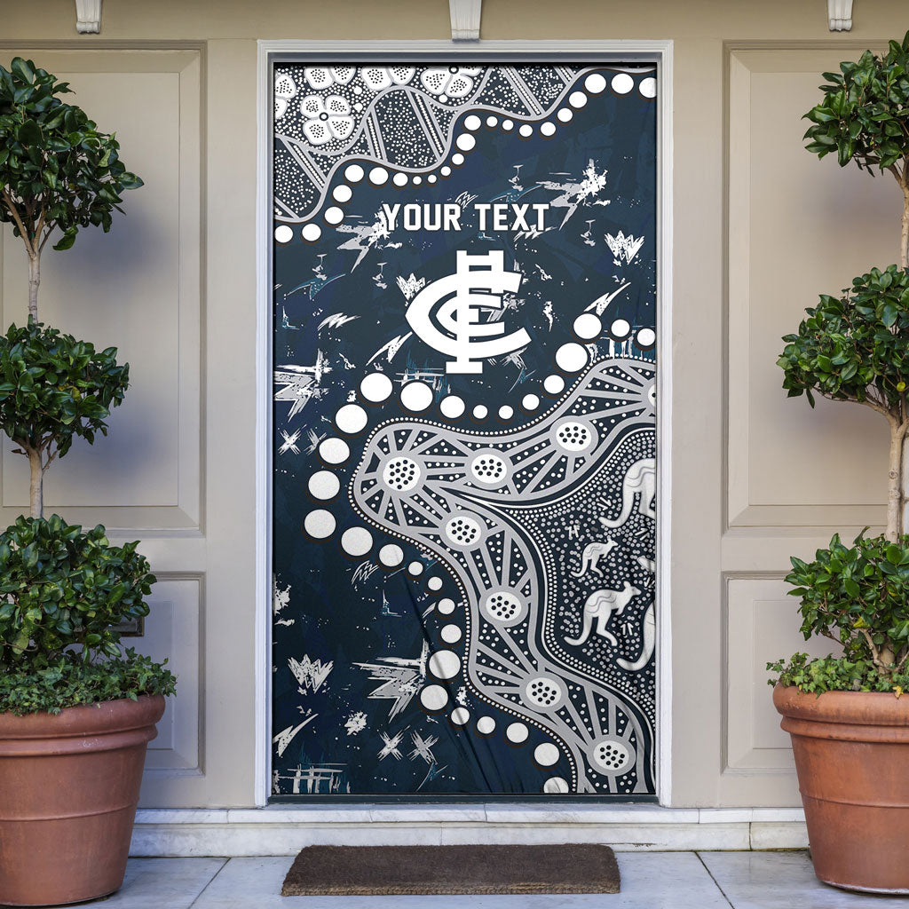 Personalized Carlton Blues Door Cover Aboriginal Pattern with Graffiti Style