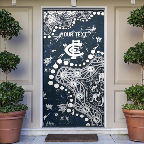 Personalized Carlton Blues Door Cover Aboriginal Pattern with Graffiti Style