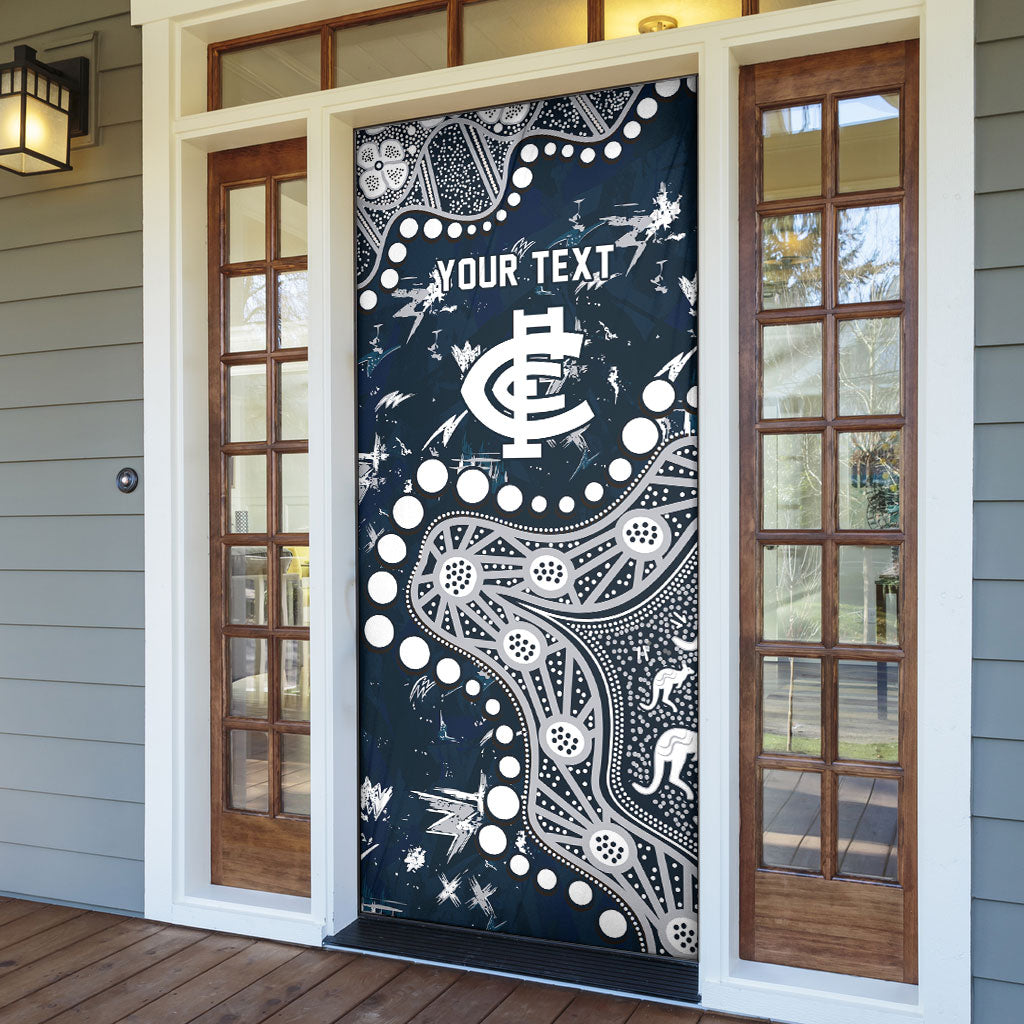Personalized Carlton Blues Door Cover Aboriginal Pattern with Graffiti Style
