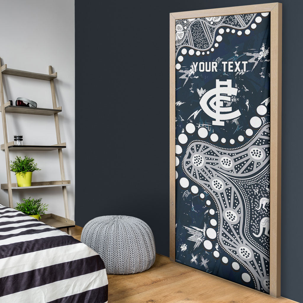Personalized Carlton Blues Door Cover Aboriginal Pattern with Graffiti Style