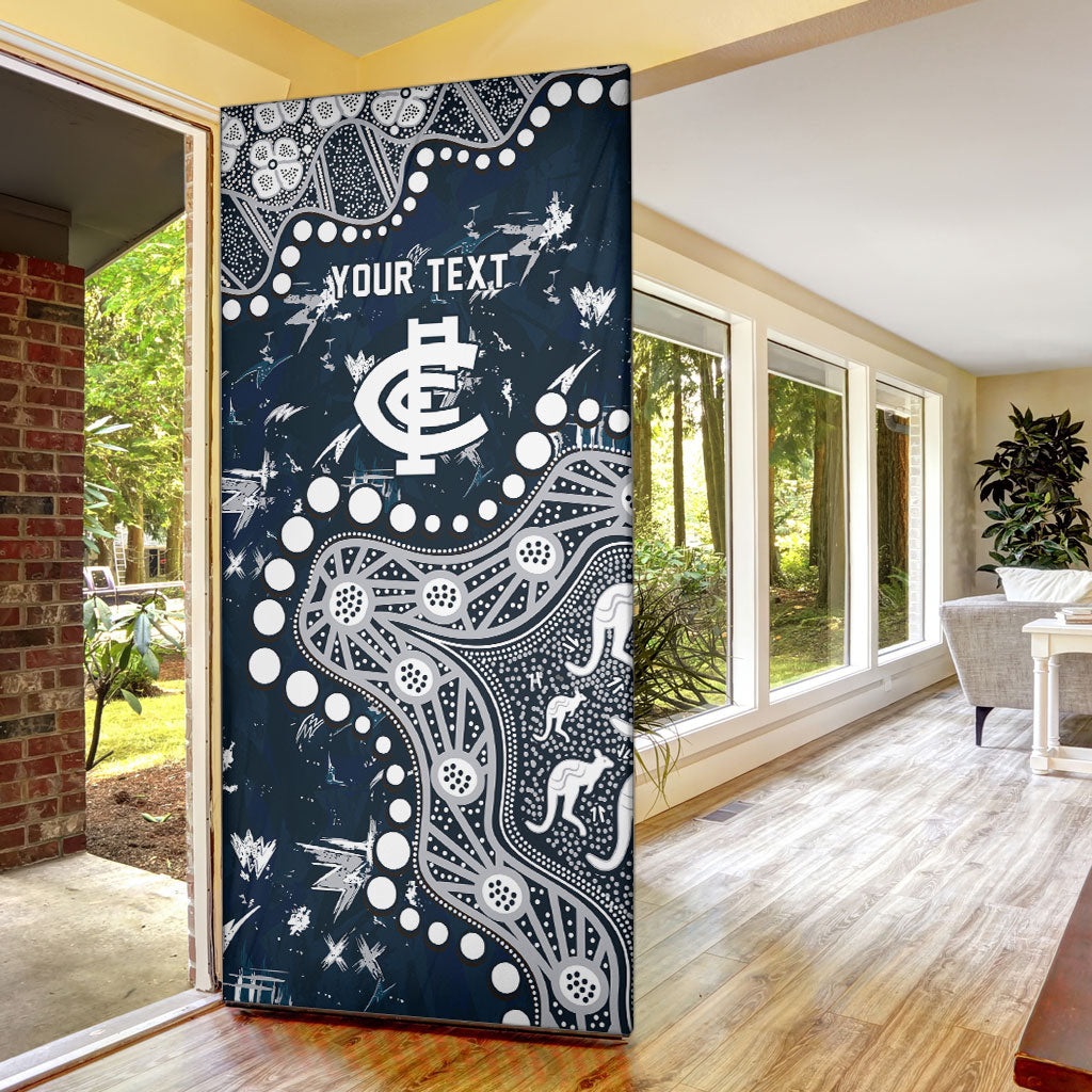 Personalized Carlton Blues Door Cover Aboriginal Pattern with Graffiti Style