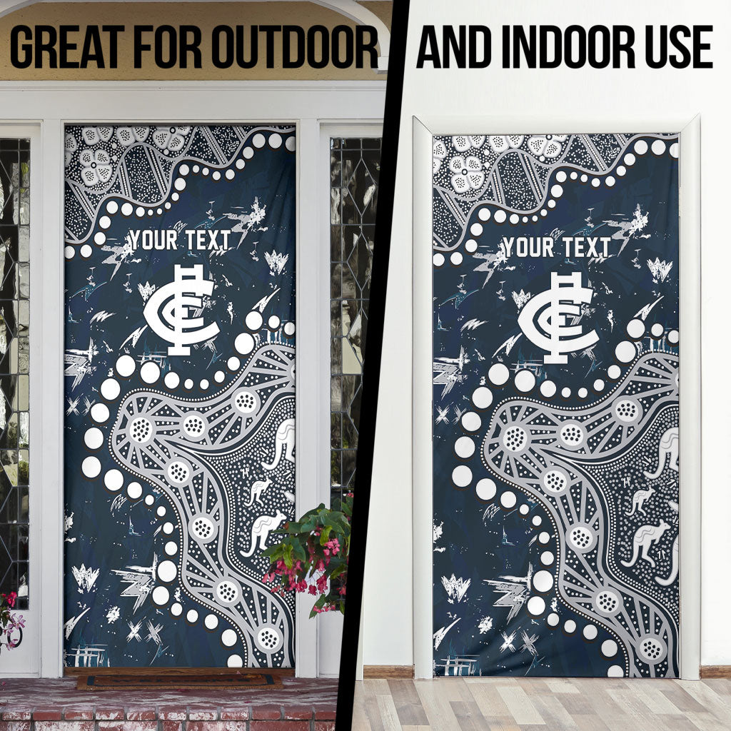 Personalized Carlton Blues Door Cover Aboriginal Pattern with Graffiti Style