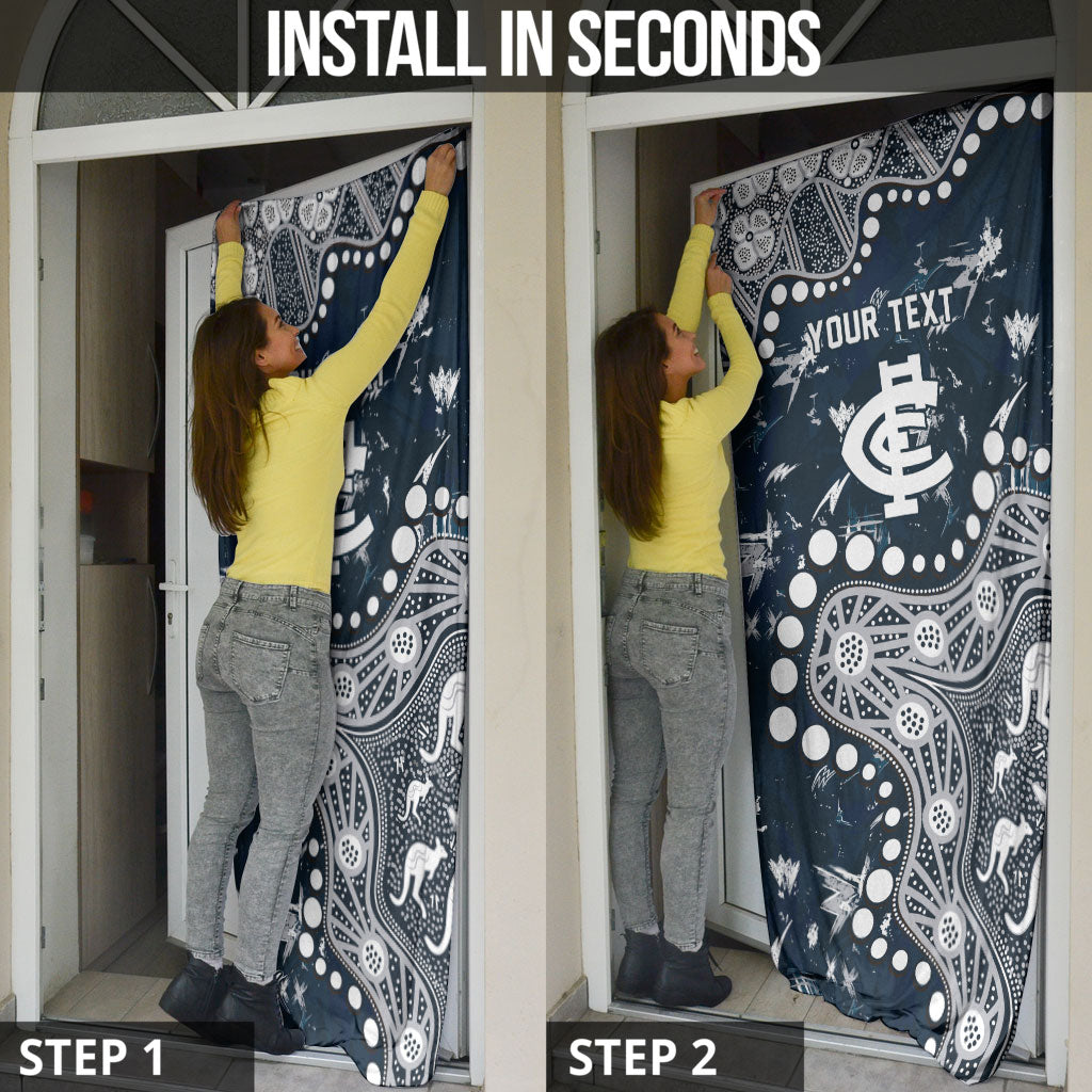 Personalized Carlton Blues Door Cover Aboriginal Pattern with Graffiti Style