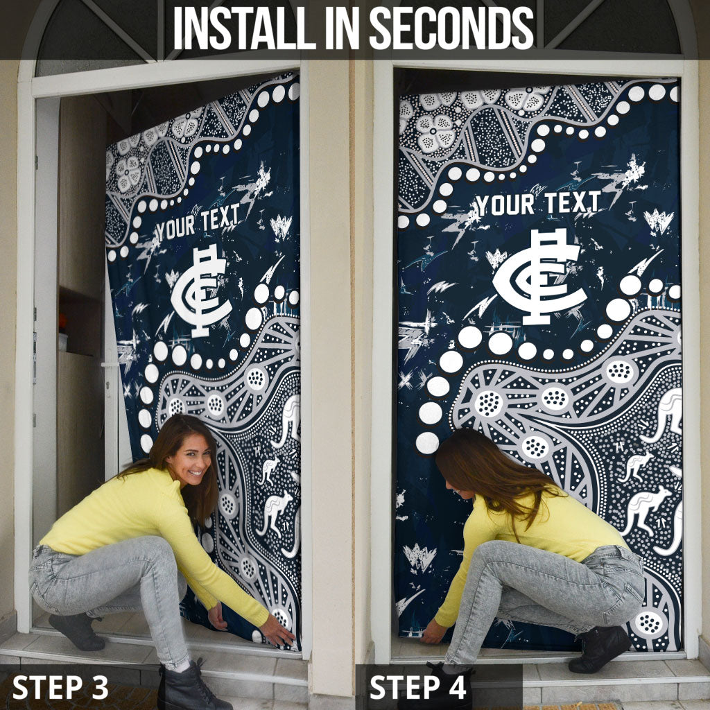 Personalized Carlton Blues Door Cover Aboriginal Pattern with Graffiti Style