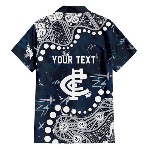 Personalized Carlton Blues Family Matching Long Sleeve Bodycon Dress and Hawaiian Shirt Aboriginal Pattern with Graffiti Style