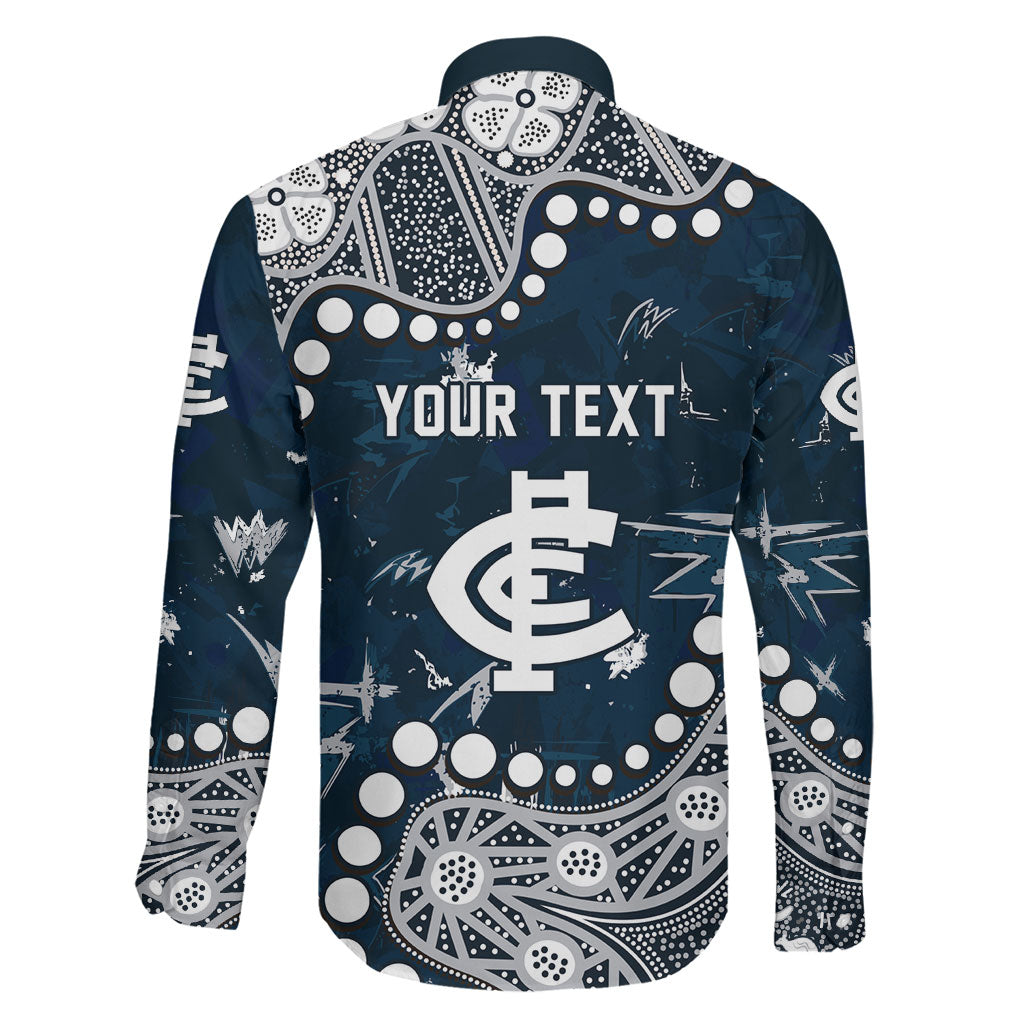 Personalized Carlton Blues Family Matching Long Sleeve Bodycon Dress and Hawaiian Shirt Aboriginal Pattern with Graffiti Style
