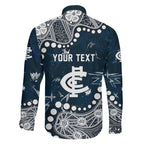 Personalized Carlton Blues Family Matching Long Sleeve Bodycon Dress and Hawaiian Shirt Aboriginal Pattern with Graffiti Style