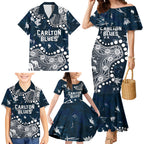 Personalized Carlton Blues Family Matching Mermaid Dress and Hawaiian Shirt Aboriginal Pattern with Graffiti Style