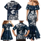 Personalized Carlton Blues Family Matching Mermaid Dress and Hawaiian Shirt Aboriginal Pattern with Graffiti Style