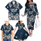 Personalized Carlton Blues Family Matching Off The Shoulder Long Sleeve Dress and Hawaiian Shirt Aboriginal Pattern with Graffiti Style