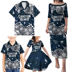 Personalized Carlton Blues Family Matching Puletasi and Hawaiian Shirt Aboriginal Pattern with Graffiti Style